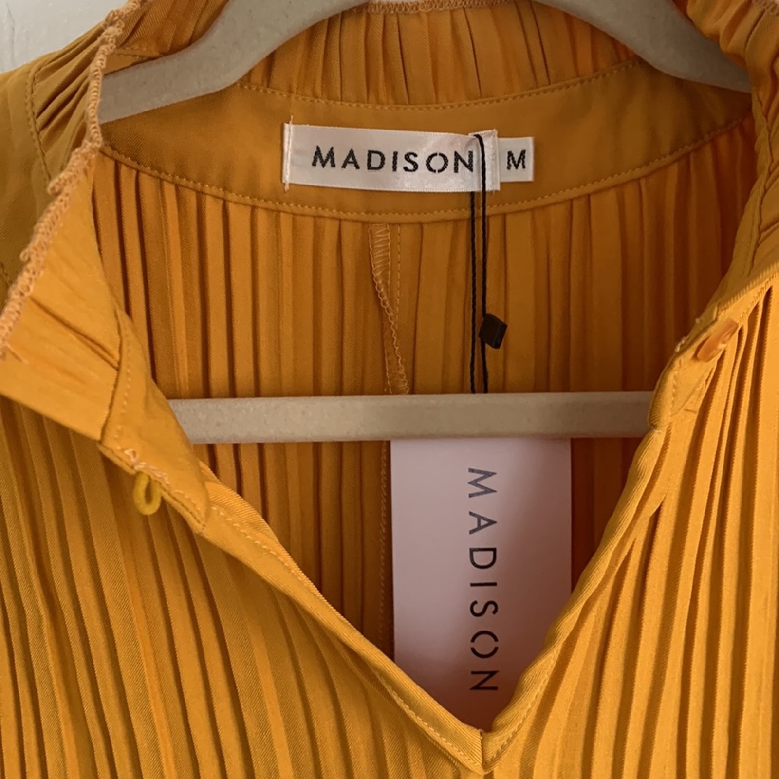 Madison Mustard Yellow Pleated Dress — image 2 of 3